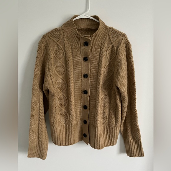 Sweaters - Mock Neck Collared Sweater Knit Cardigan